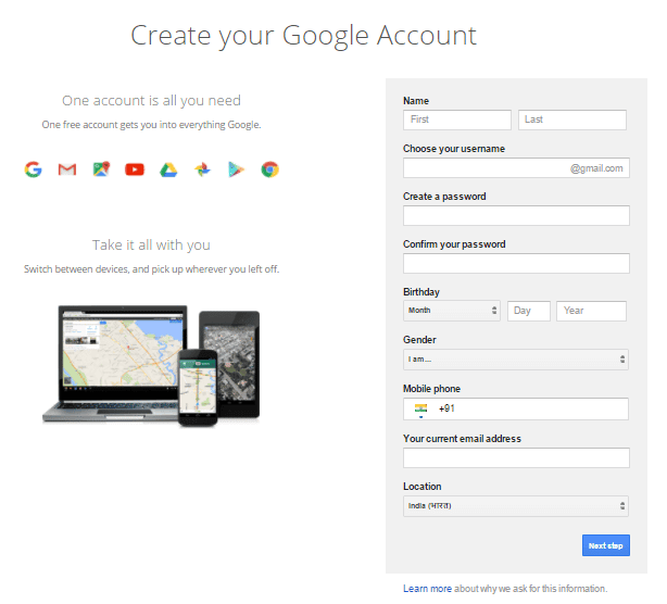 Create Gmail Account