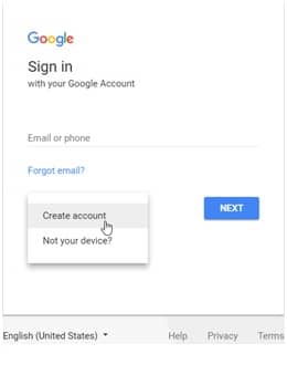 Create Google mail account